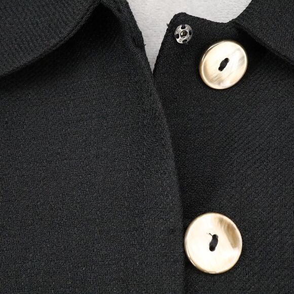 Lord & Taylor Jacket Petites 12P Black Lined Pockets Shell Buttons Career Vtg - Picture 11 of 16